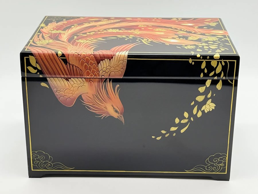 Auspicious Phoenix Lacquer Urn — handcrafted Chinese lacquer cremation urn, Grace Collection, reference GC-007