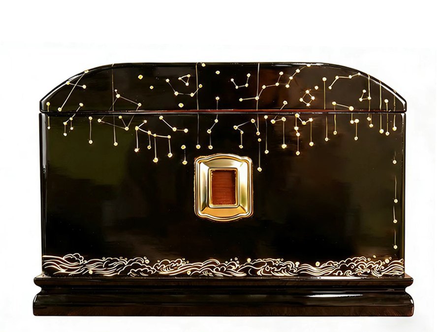 Returning Star Lacquer Urn — handcrafted Chinese lacquer cremation urn, Obsidian Collection, reference OC-013